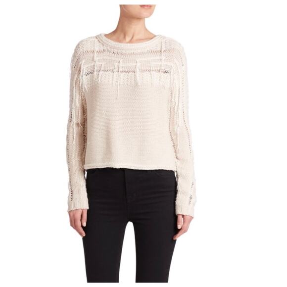 Ramy Brook Wool Fringe Cream Jessica Pullover Sweater‎ - Picture 1 of 14